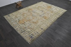 Oushak Turkish Vintage Rug 6×8 Kilim Rug Anatolian Handmade Boho Decor YELLOW