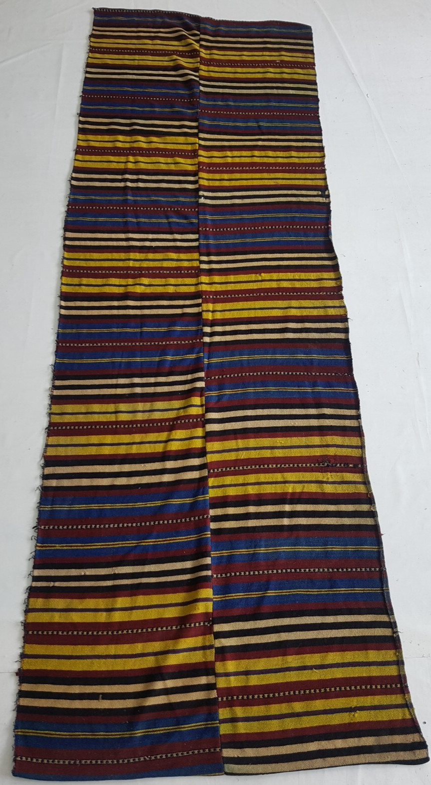 Vintage Handmade Traditional Turkish Striped Kilim Floor Rug Carpet 319x104 cm gallery