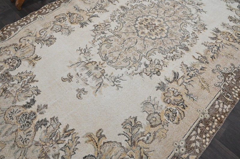 Oushak Turkish Vintage Rug 6x10 Kilim Rug Anatolian Handmade Boho Decor BEIGE gallery