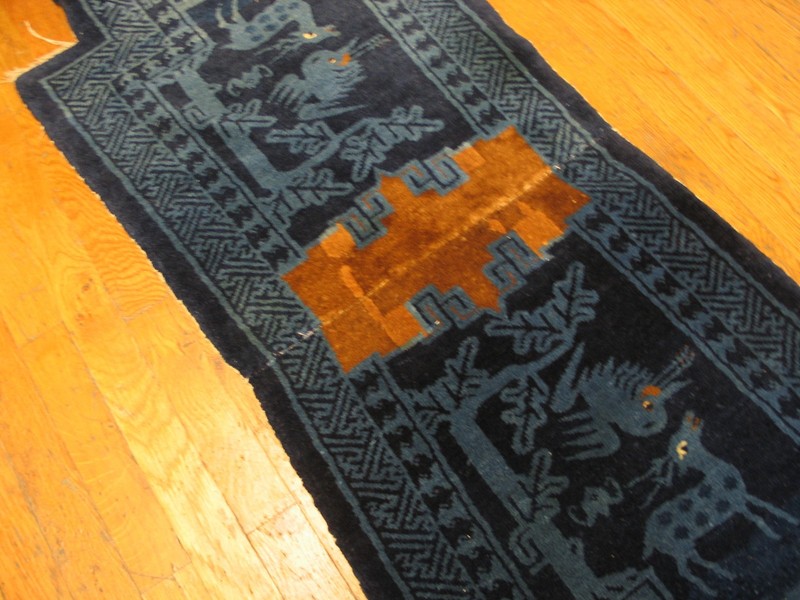 2X3 Antique Chinese Horse Covers Wool Area Rug 1925 gallery