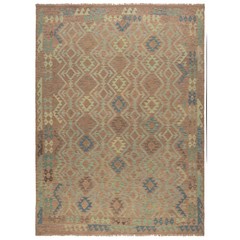 Kelim Afghan 340×252 cm Handwoven Oriental Carpet Rug Wool Gray Kilim
