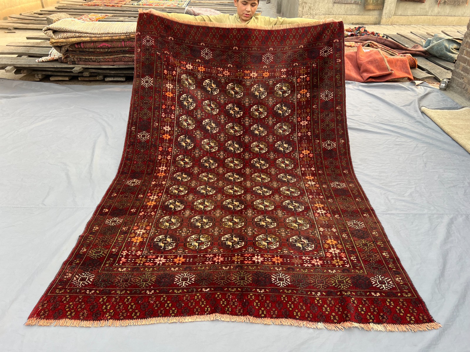 Stunning Antique Hand-Knotted Tribal Wool Rug - Rare Design Tekke Ersari Rug gallery