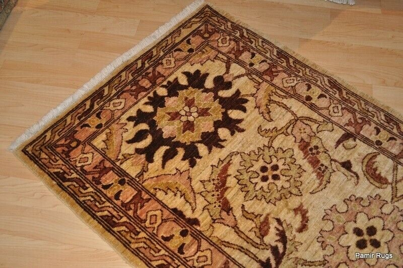 _HAND-MADE_HALL-RUNNER_3' x 17' LONG oriental Tea washed beige brown rug gallery