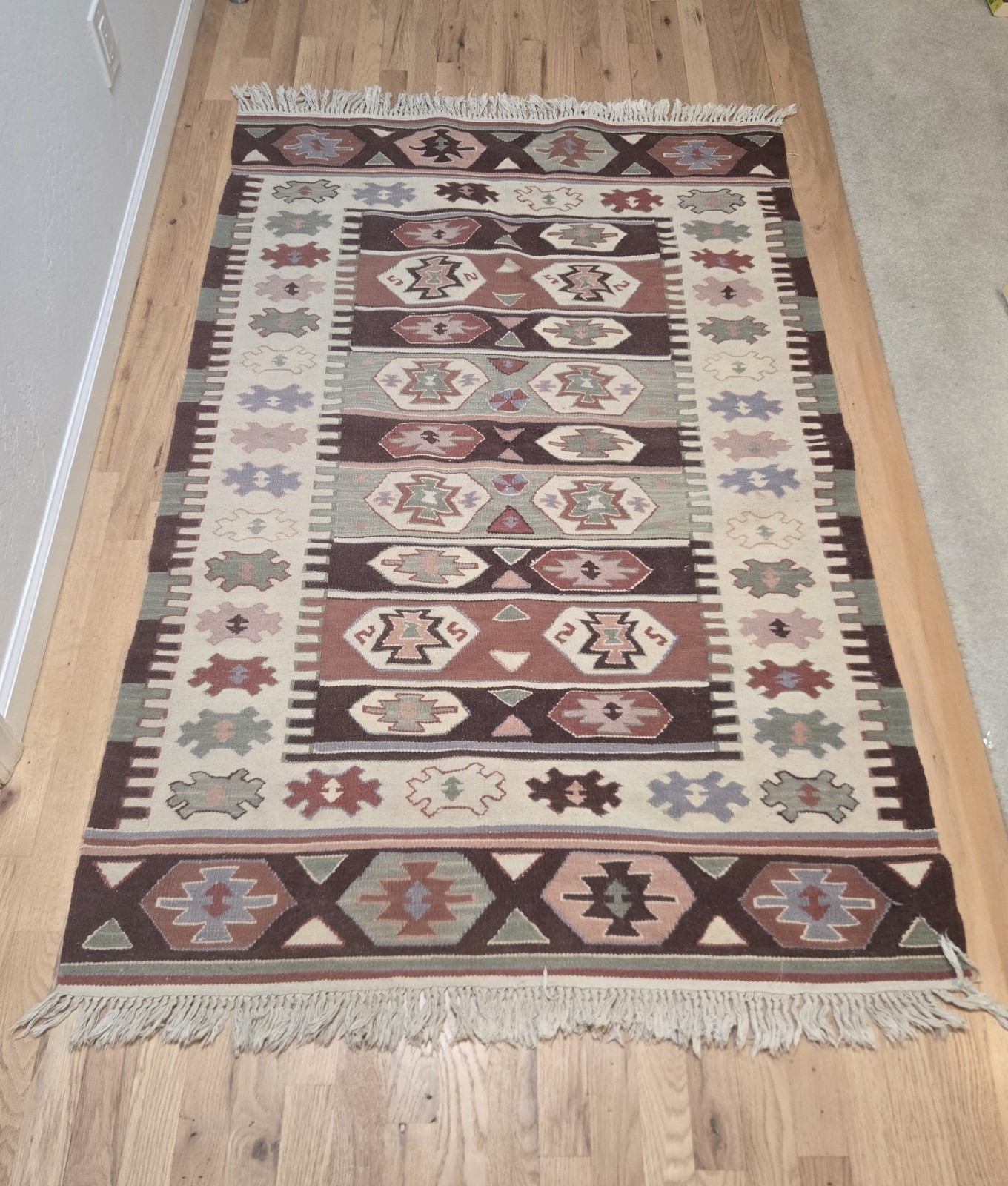 VINTAGE TURKISH KILIM TAPESTRY RUG TEXTILE 68x43" Geometric gallery