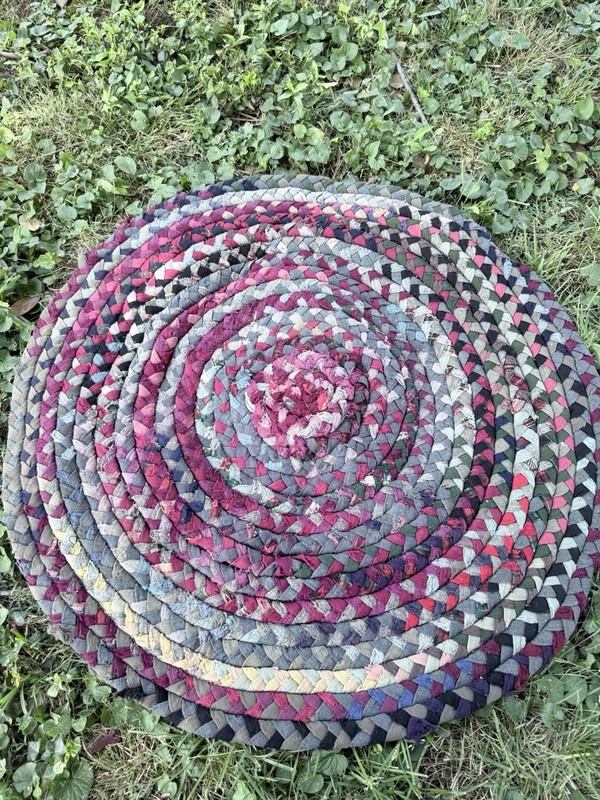 Vintage Braided Round Rag Rug 29” Handmade Farmhouse Folk Art gallery
