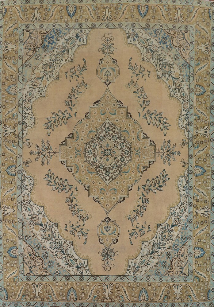Vintage Distressed Area Rug 10x13 Hand-knotted Wool Traditional for Living Room