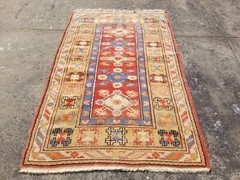 Vintage Traditional Handmade Kazak Wool Multicolor Rug 81×47 inches