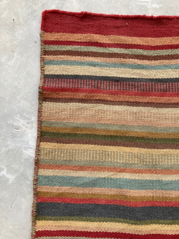 Vintage Traditional Handmade Turkish Strip Kilim Flat-weave Runner Rug 246x59 cm gallery