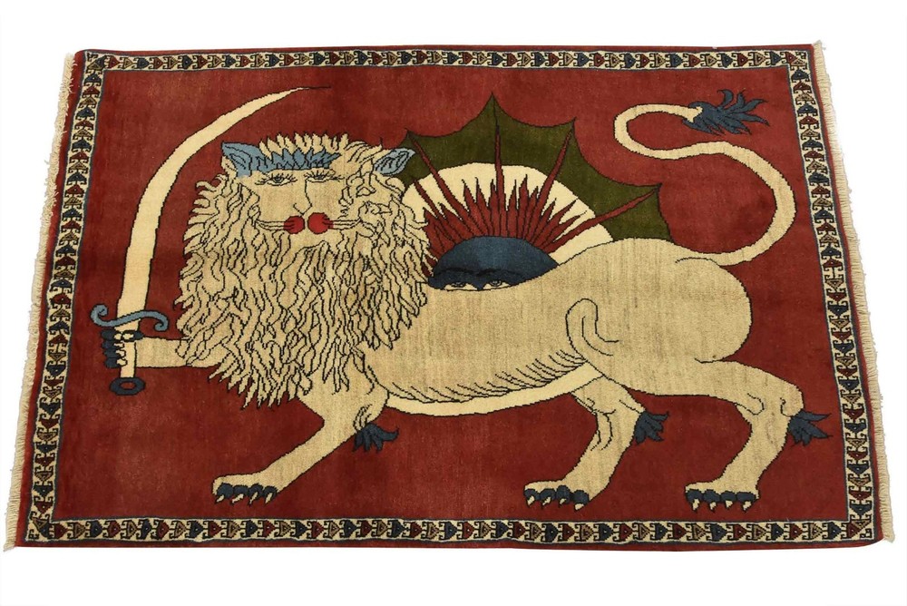 Yalameh Rug 3’4” x 5’2” Red Wool Vintage Traditional Hand-Knotted Carpet
