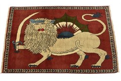 Yalameh Rug 3’4” x 5’2” Red Wool Vintage Traditional Hand-Knotted Carpet