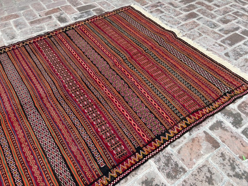 Vintage Mashwani Kilim Rug 5x10 Ft Handmade Afghan Wool Tribal Flatweave Carpet gallery