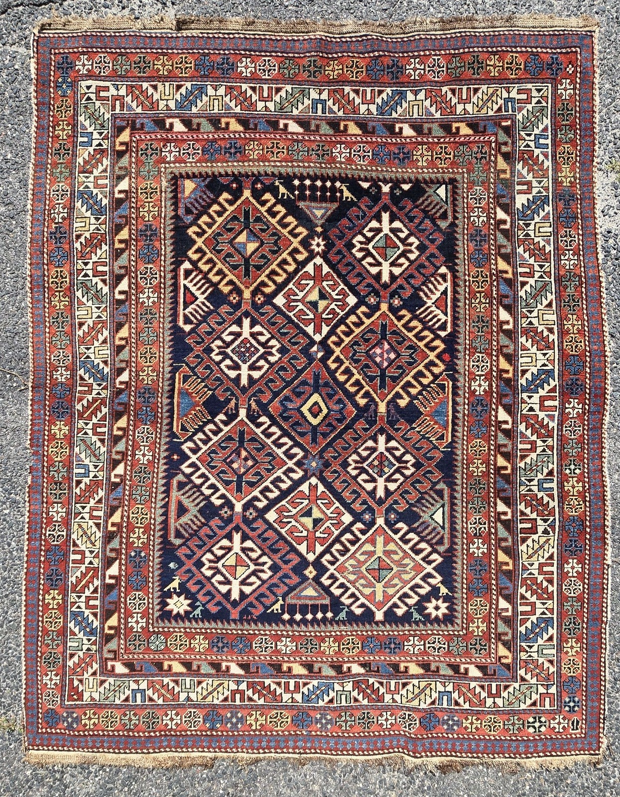 Antique c. 1900 Shirvan Caucasian Rug Carpet Nice Bright Colors gallery
