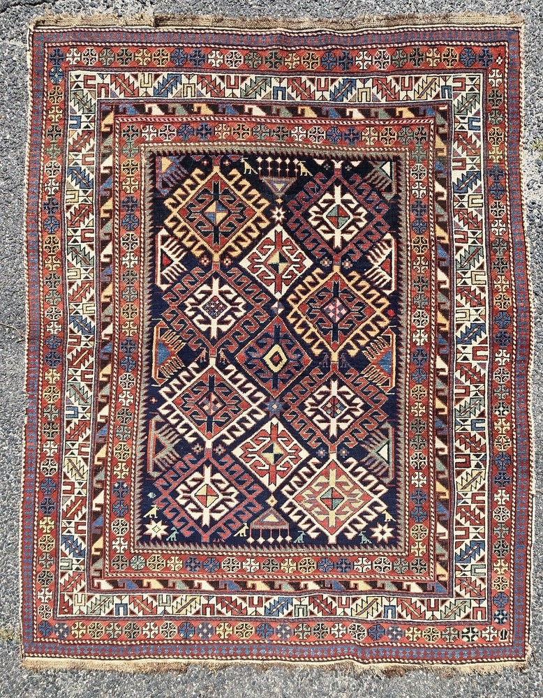 Antique c. 1900 Shirvan Caucasian Rug Carpet Nice Bright Colors
