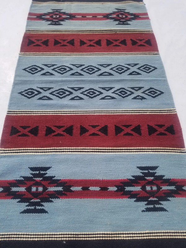 Vintage Traditional Handmade Native American-inspired Wool Grey Kilim 5.2x2.6ft gallery