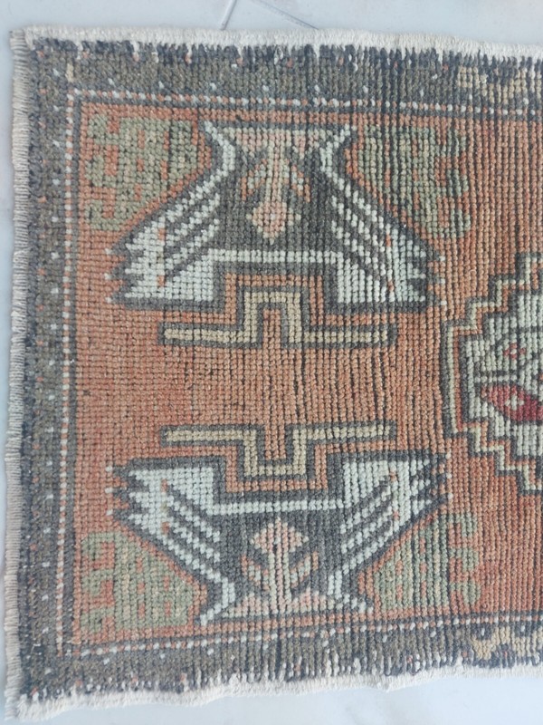 vintage turkish rug small, Handmade Bathroom rug Primitive rug Frontdoor rug gallery