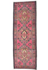 3’8X10 ft Antique Handmade Distressed Oriental Runner Rug Floral Design Carpet