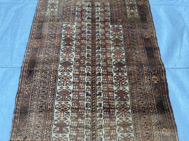 1920s Antique Afghan Baluchi Muted Rug 3x4 Beige Terracotta Oriental Area Carpet gallery