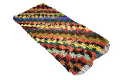 Turkish Colorful Tulu Rug 35” x 82” Vintage Rainbow Tulu Kilim Pile Area Rug