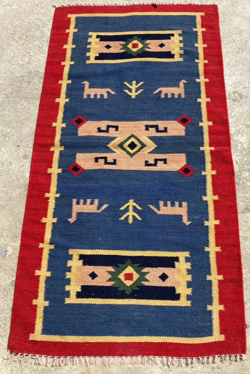 Vintage Traditional Handmade Beautiful Gabbeh Kilim Floor Rug Carpet 129x68 cm gallery