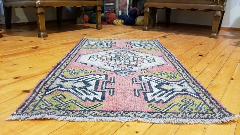 Vintage Turkish Tribal Rug 1'9" x 3’ gallery