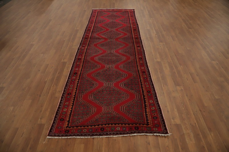 Vintage Red Wool Hand-knotted Traditional Tribal 10 ft Runner Rug 4x10 Carpet gallery