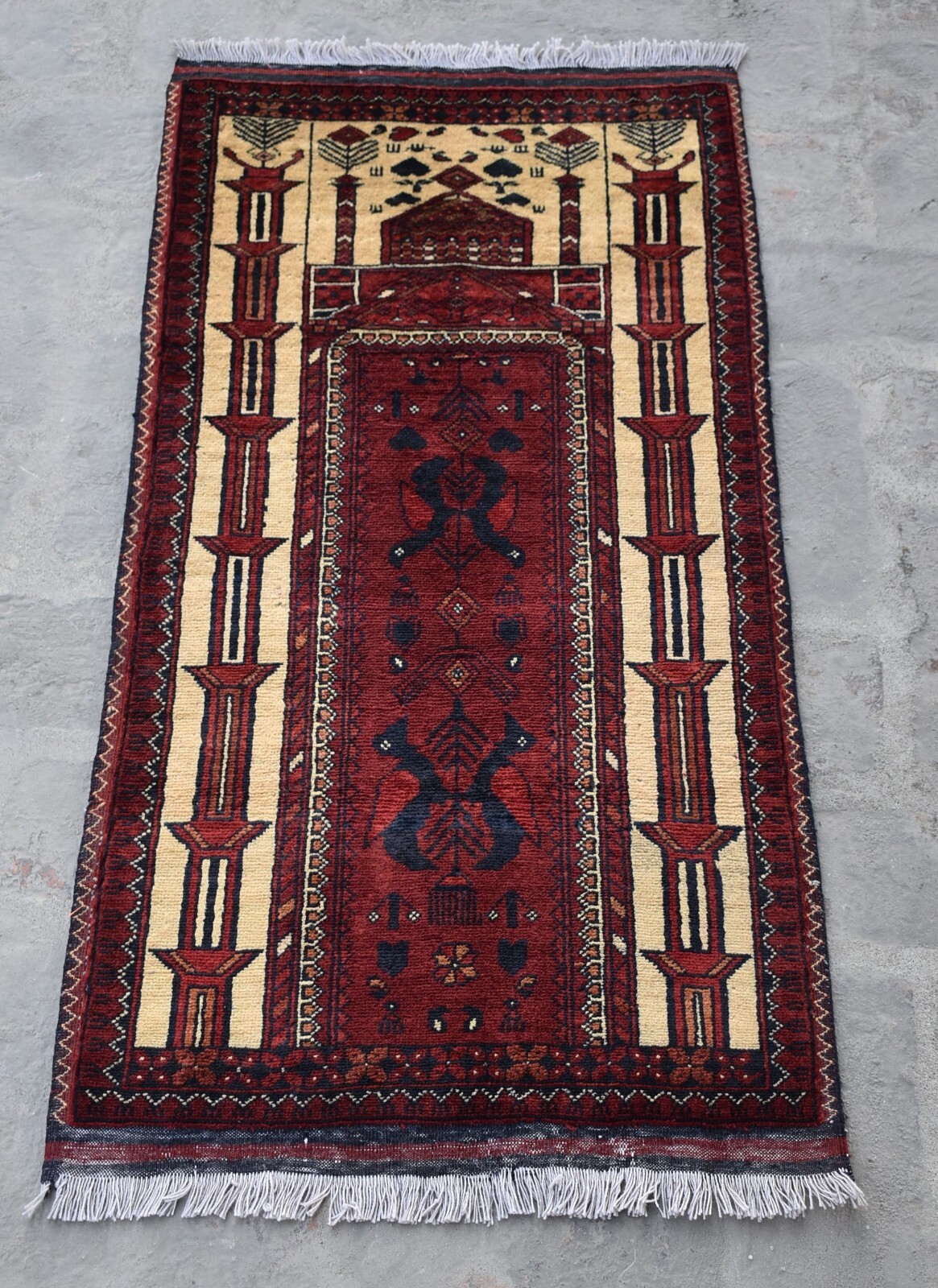 1'9 x 3'6 ft Hand knotted afghan tribal turkmen jai namaz rug, small persian rug gallery