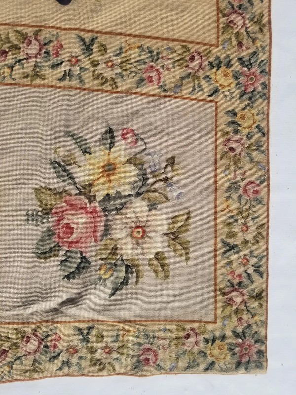 Vintage French Handwoven Floral Multicolor Wool Rug Carpet 5.9x3.9ft gallery