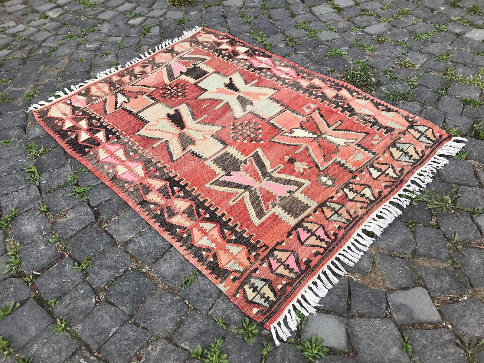 4.1 X 3.1 Ft Turkish Vintage Kilim Rug , Handmade Wool Area Kilim, Bohemian Rug gallery