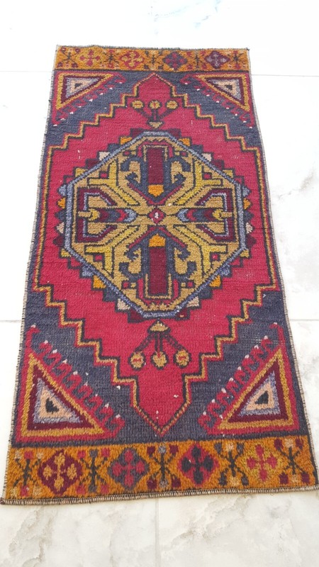 ANTİQUE HANDMADE RUGS Red Wool Rug Decorative Floor Rug Artistic Rug gallery