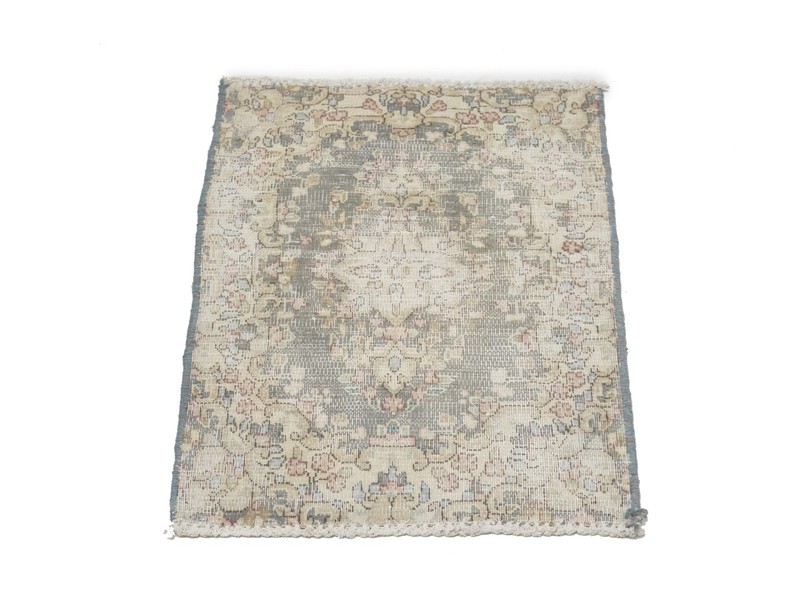 Antique Distressed Wool Rug Vintage Classic Floral Oriental Carpet 1'6X2'0 ft gallery