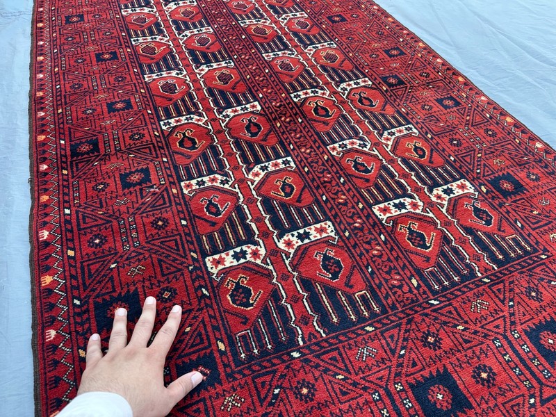 3'5" x 6'6" Vintage Afghan Turkoman Ersari Hand-Knotted Wool Rug Soft Pile Rug gallery