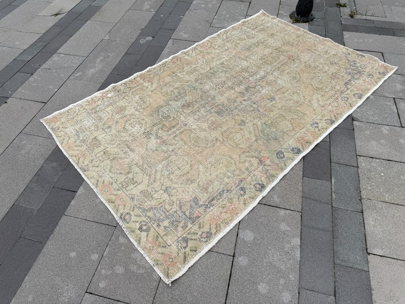 Vintage Oushak Rug 4.7x7.4 ft Hand-Knotted Turkish Wool Area Rug gallery