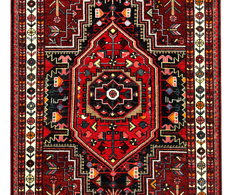 Vintage Tuyserkan Tribal Wool Rug 4x6 Hand Knotted Oriental Navy Blue Geometric gallery