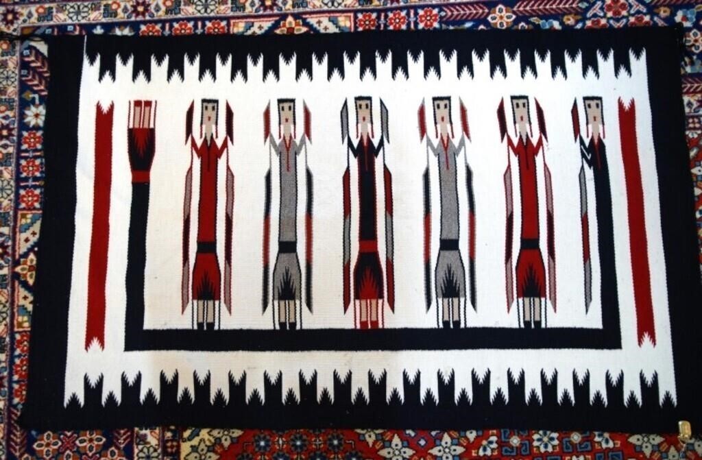 Navajo Rug 35 In x 57 Human Pictorials, Native American, Wool Hand Knotted, Yei gallery