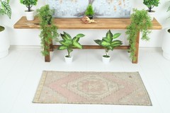 Turkish Door Mat Small Rug 2×3 Hand-Knotted Vintage Oushak Mini Rug Carpet,890