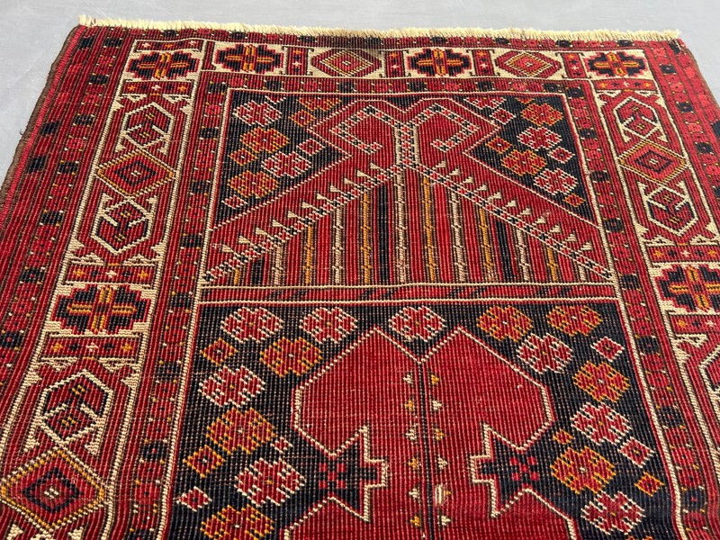 2'9 x 3'6 ft Antique Turkmen Hand Knotted Prayer Rug Vintage Tribal Wool Mat Rug gallery