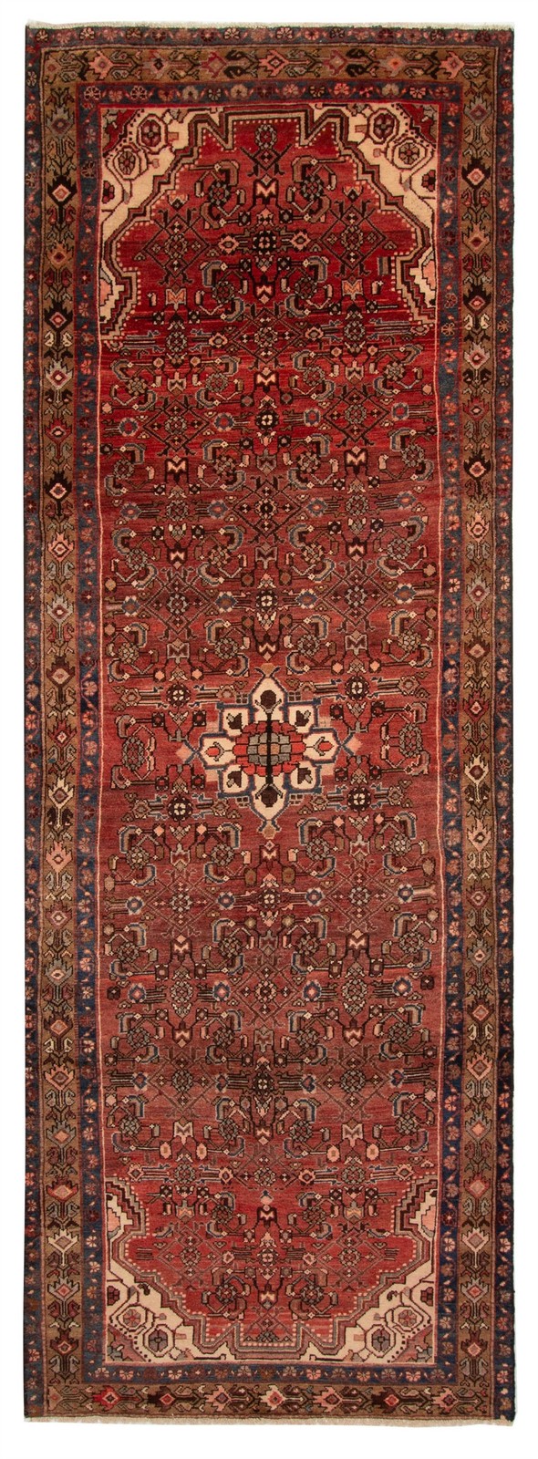 3'11" x 11'2" Vintage Hand-knotted Runner Rug Traditional Oriental Wool Carpet gallery