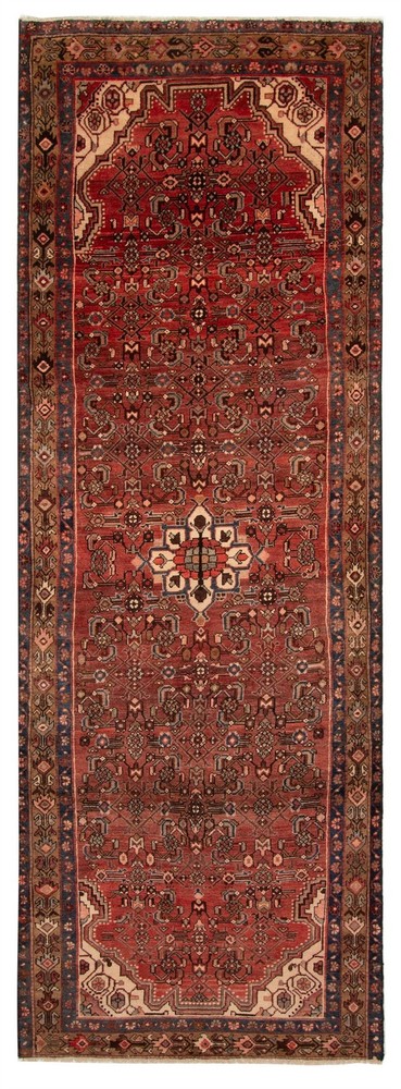 3'11" x 11'2" Vintage Hand-knotted Runner Rug Traditional Oriental Wool Carpet