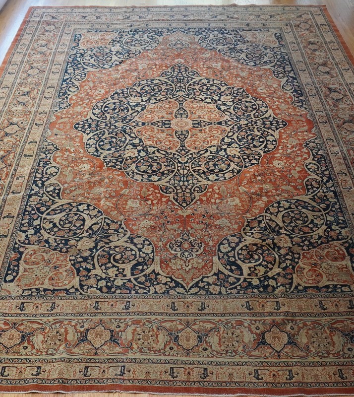 Antique 1880s Tabrizz Haj jalilii Hand Knotted Wool Oriental Rug 9' x 13' gallery