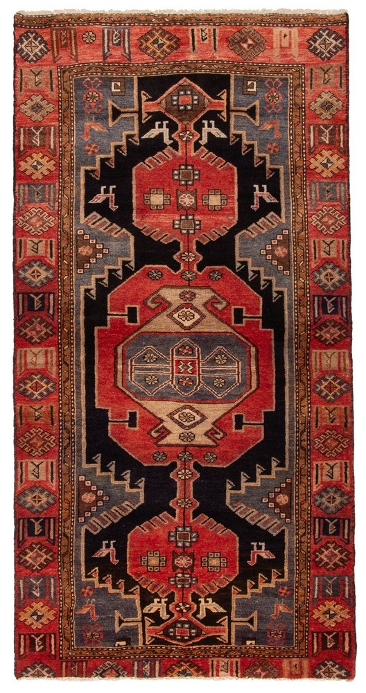 Vintage 3'8" x 7'3" Traditional Hand Knotted Vegetable Dye Wool Area Rug