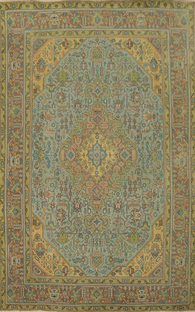 Vintage Wool Traditional Living Room Area Rug 7x10 ft Hand-knotted Blue Carpet