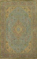 Vintage Wool Traditional Living Room Area Rug 7×10 ft Hand-knotted Blue Carpet