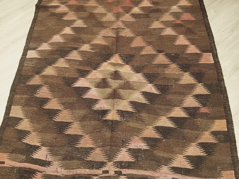 ESATATE CIRCA 1960 5'x14' RUNNER KILIM REVERSIBLE FLAT-WEAVE WOOL RUG 582529 gallery