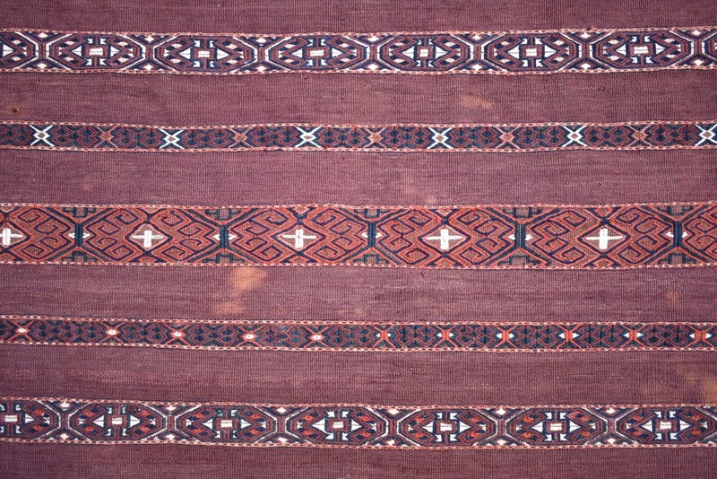 Terrific Antique Tribal Yomud Sumak Kilim Bag Face Rug Collector Item Yomud Rug gallery