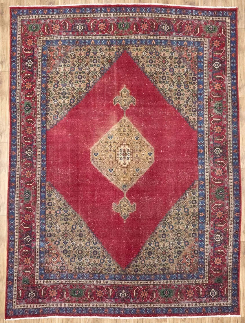 Semi-Antique Hand-Knotted Floral Oriental Rug 10x13 Ft Muted Wool Bedroom Carpet gallery