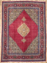 Semi-Antique Hand-Knotted Floral Oriental Rug 10×13 Ft Muted Wool Bedroom Carpet