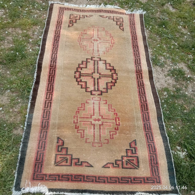 Tibetan TIBet nepal Camel Color woolen wool monks rug vintage 3x5 ft gallery