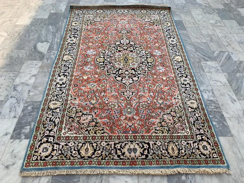 COLLECTORS PIECE Vintage Pure Natural Silk Super Fine Quality Pictorial Carpet gallery