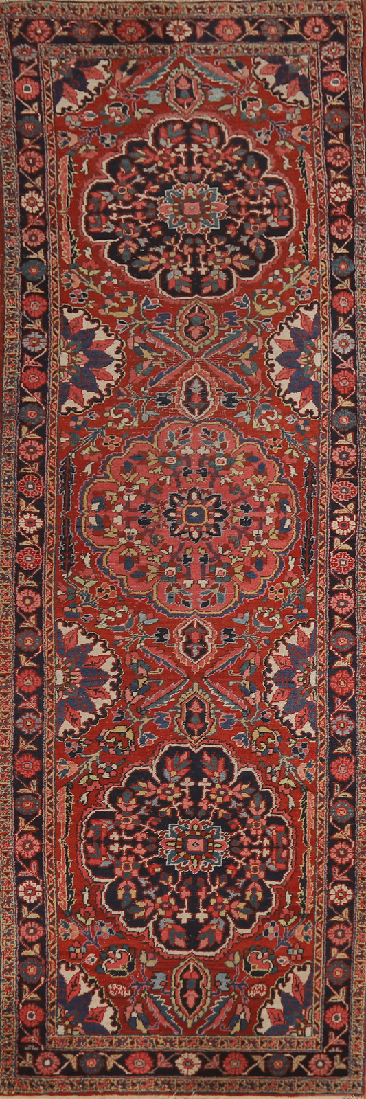 Vegetable Dye Semi-Antique Heriiz Serapi Runner Rug Wool Handmade Carpet 3x13 gallery