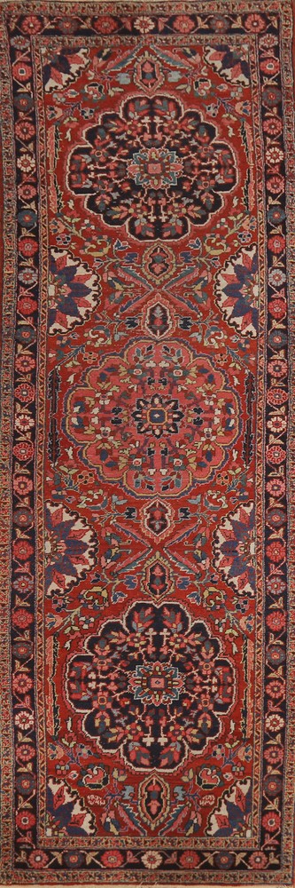 Vegetable Dye Semi-Antique Heriiz Serapi Runner Rug Wool Handmade Carpet 3x13
